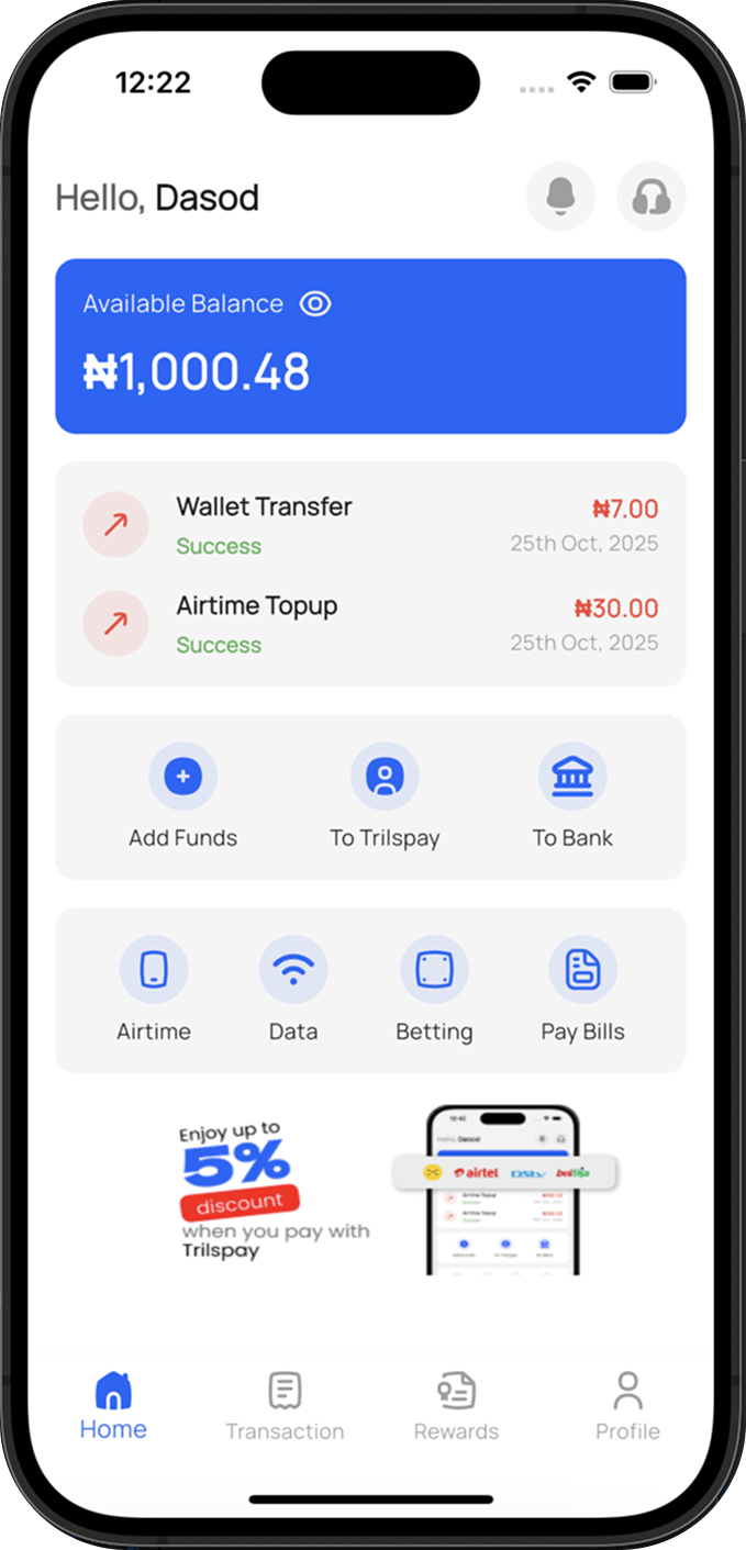 Trilspay mobile app preview